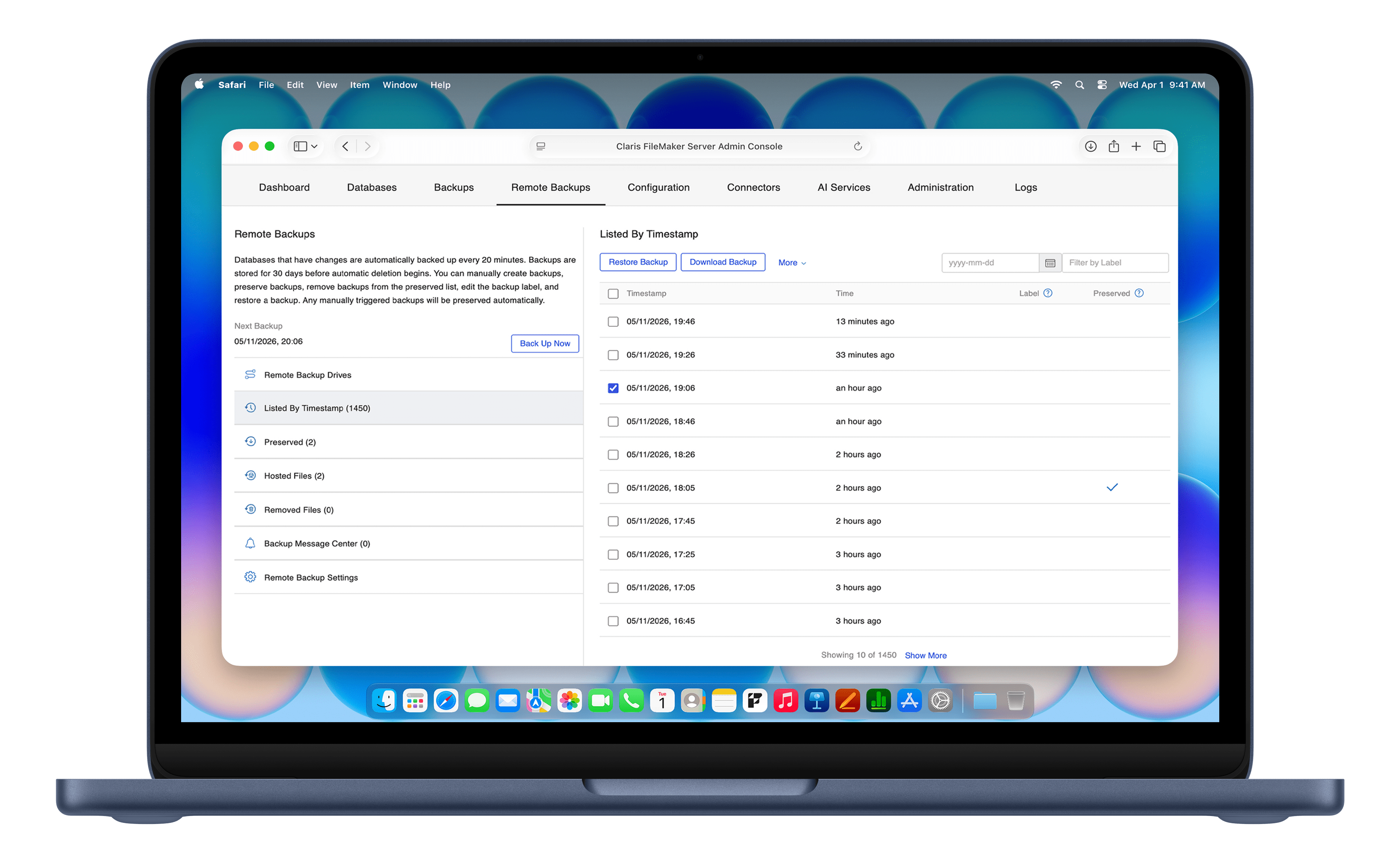 Macbook with a screenshot of Remote Backup.